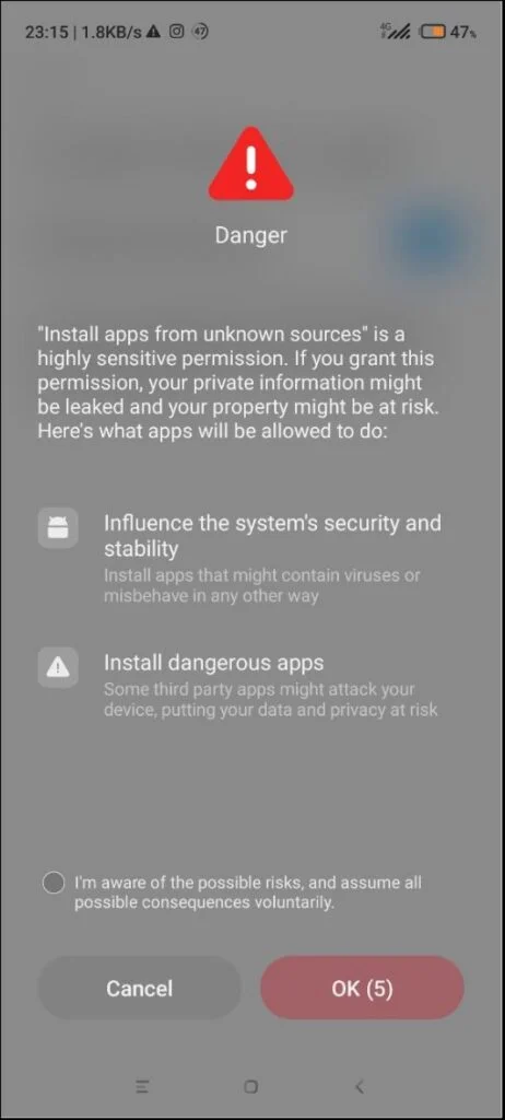 Confirm APK installation